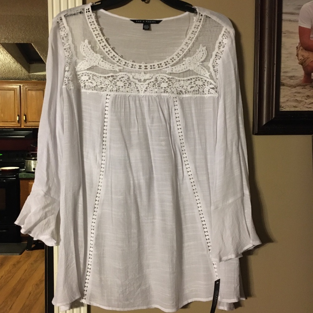 Zac & Rachel top/blouse, white/sheer
